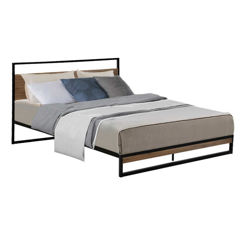 Metal Bed Frame Double Size Mattress Base Platform Foundation Black Dane