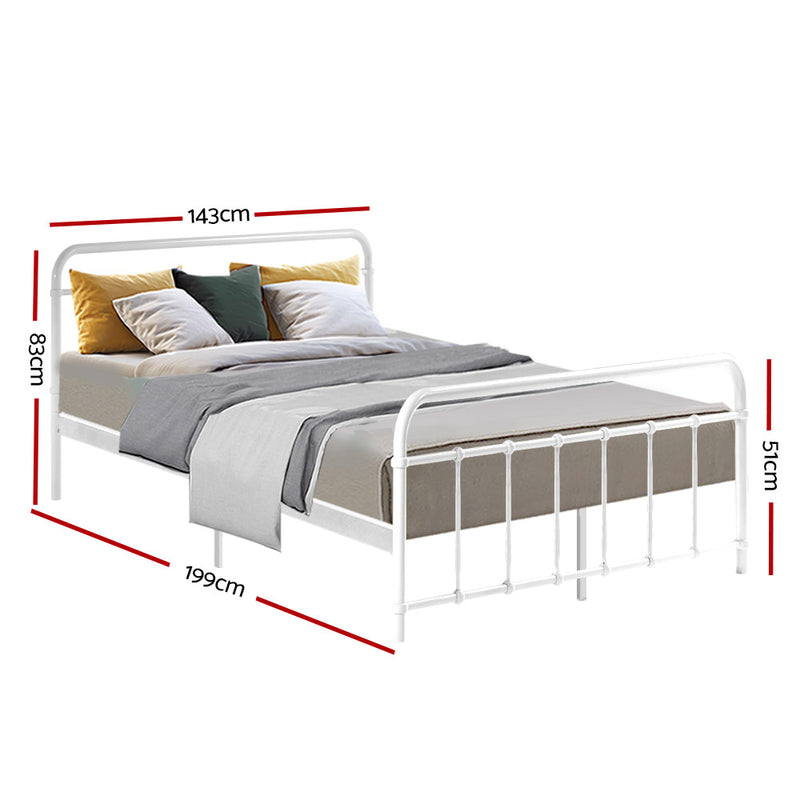 Ludo Double Metal Bed Frame - White