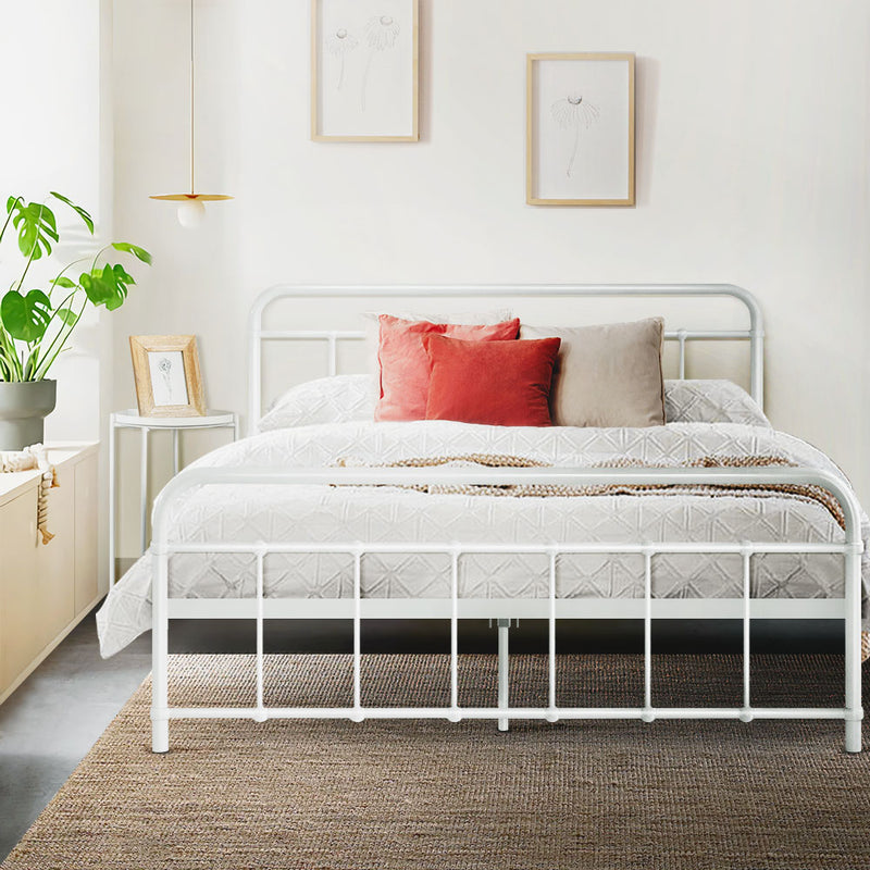 Ludo Double Metal Bed Frame - White