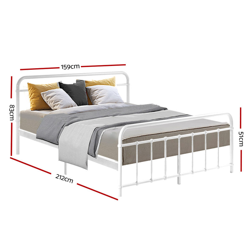 Ludo Queen Metal Bed Frame - White