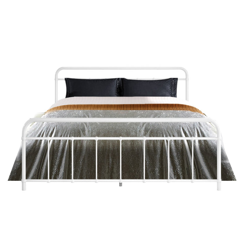 Ludo Queen Metal Bed Frame - White