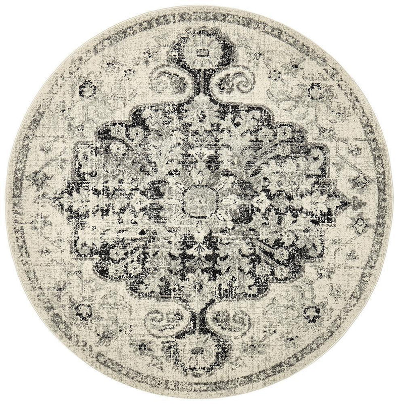 Library Transitional Charcoal Round Rug.