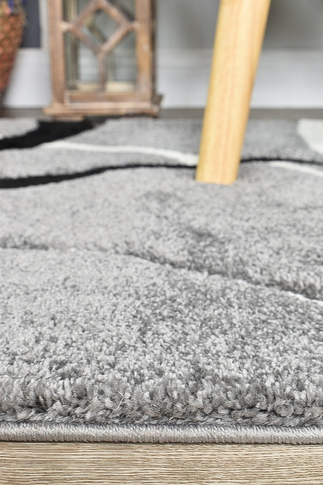 Dahlia 798 Light Grey Black Runner.