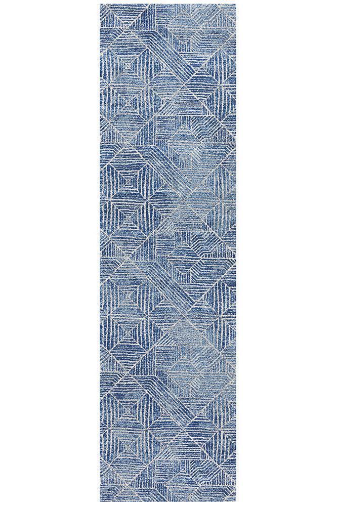 Bayview Kenza Contemporary Navy Runner Rug.