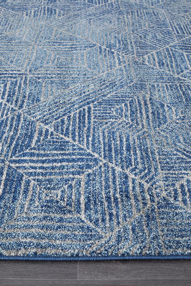 Bayview Kenza Contemporary Navy Runner Rug.