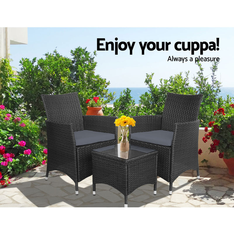 Partelli 3 Piece Outdoor Set - Black