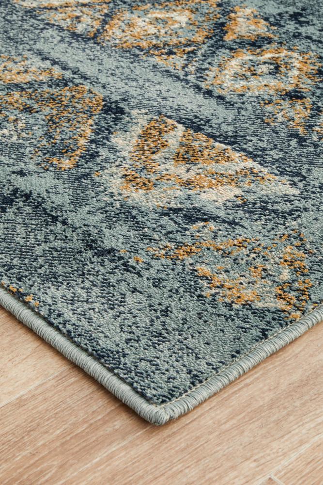 Cambridge Mayfair Contrast Blue Runner Rug.