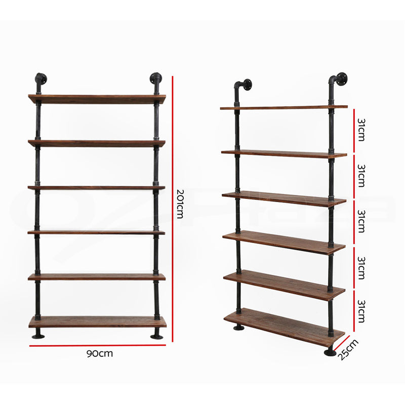 Wall Shelves Display Bookshelf Rustic Vintage DIY Pipe Shelf Brackets