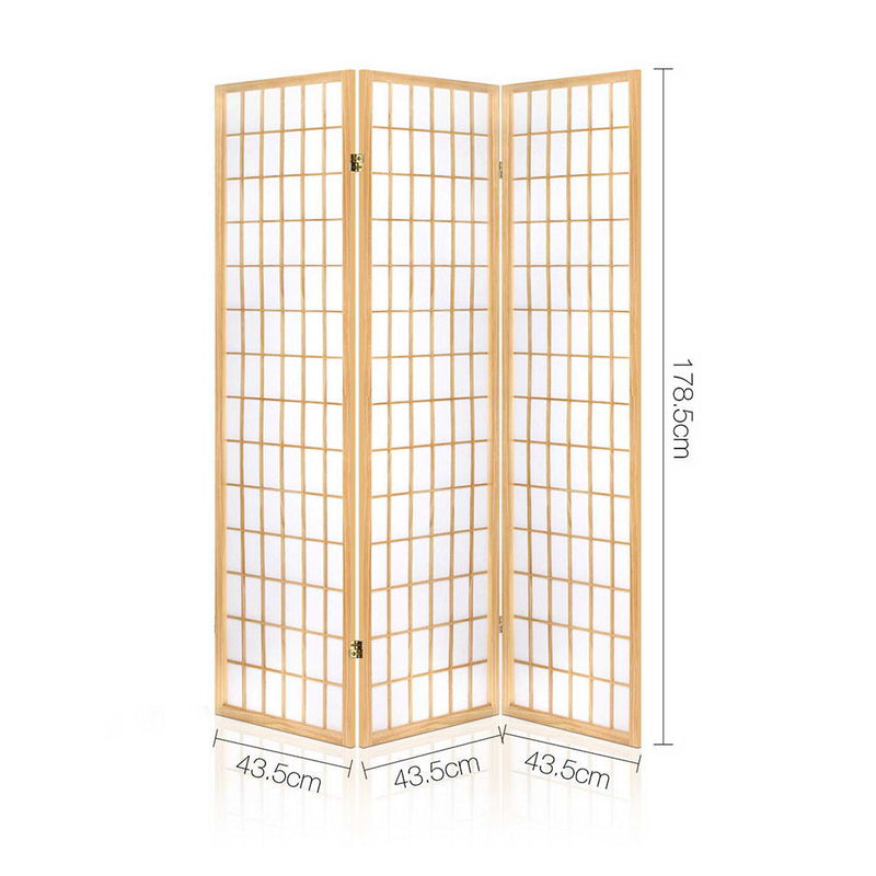 3 Panel Wooden Room Divider - Natural