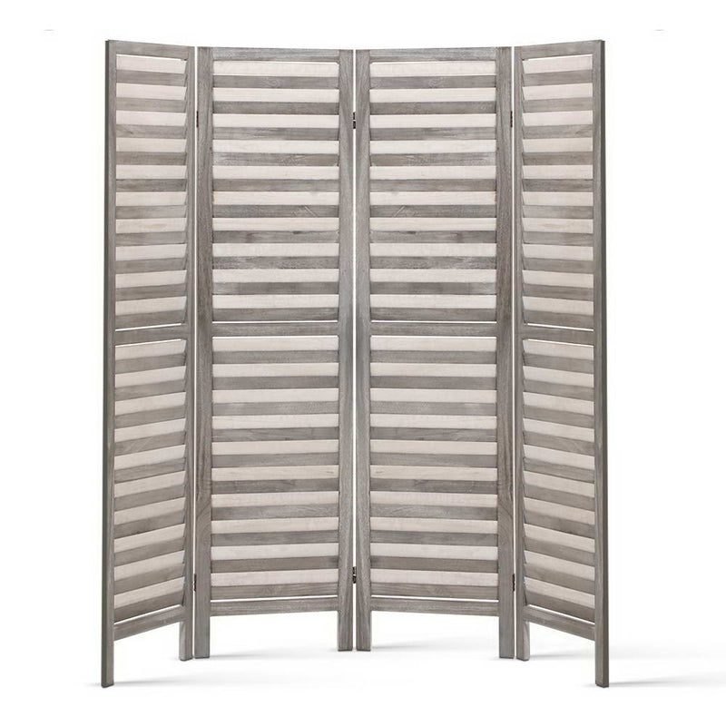 4 Panel Foldable Wooden Room Divider - Grey.