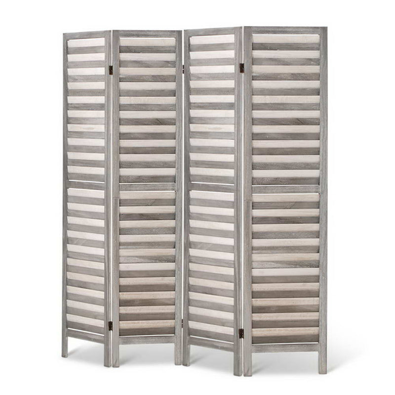 4 Panel Foldable Wooden Room Divider - Grey.