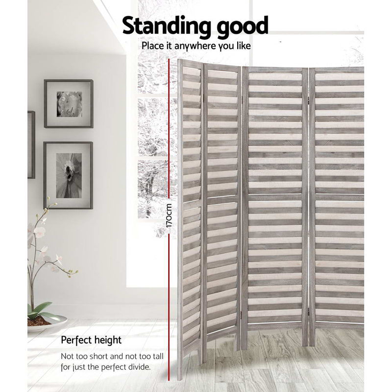 8 Panel Room Divider Screen Privacy Wood Dividers Timber Stand Grey.