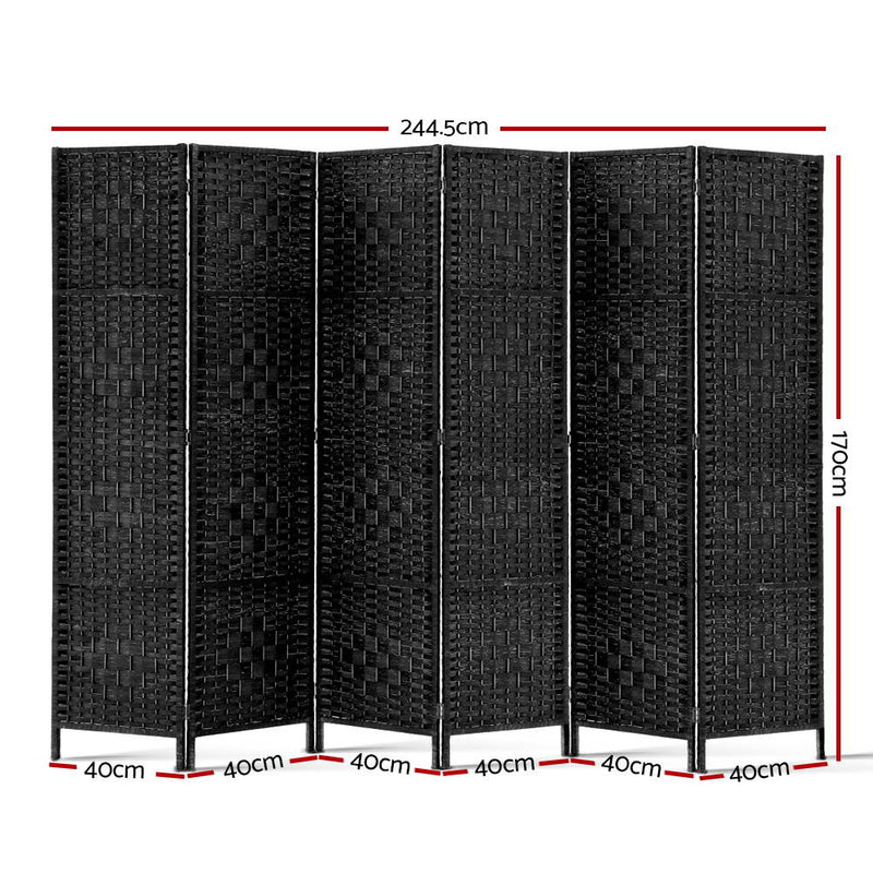 6 Panel Room Divider - Black