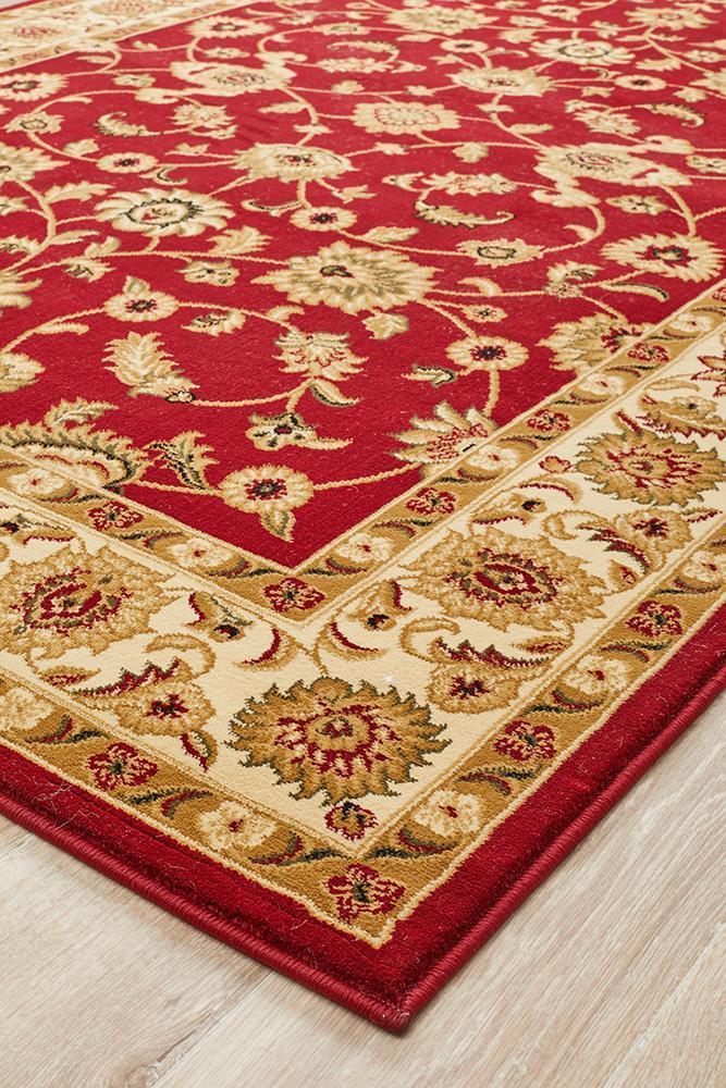 Tuggerah Collection Classic Rug Red with Ivory Border.