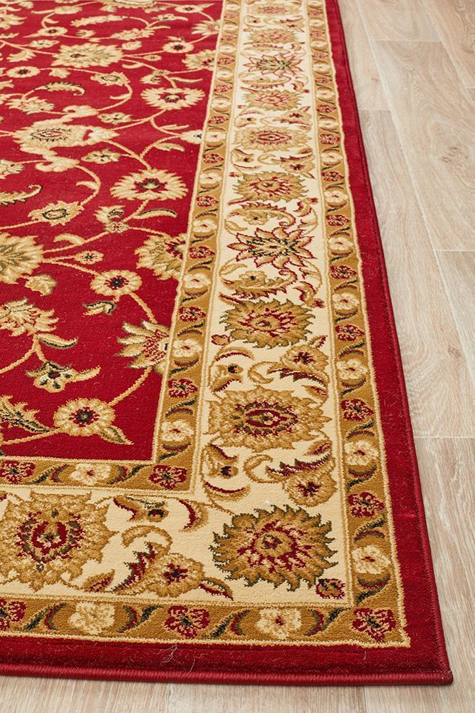 Tuggerah Collection Classic Rug Red with Ivory Border.