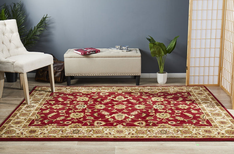 Tuggerah Collection Classic Rug Red with Ivory Border.