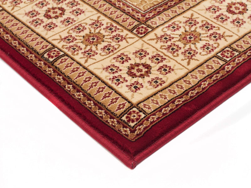 Tuggerah Panel Pattern Burgundy Ivory Runner Runner Rug.