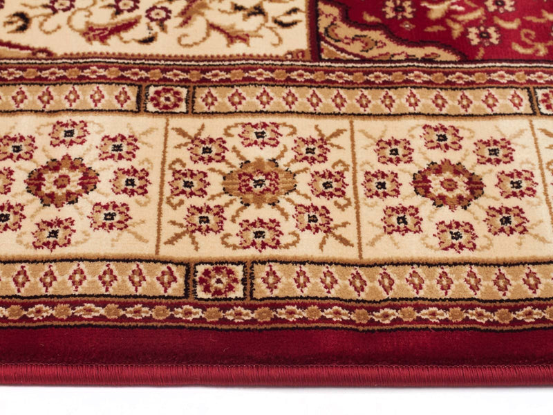 Tuggerah Panel Pattern Burgundy Ivory Runner Runner Rug.