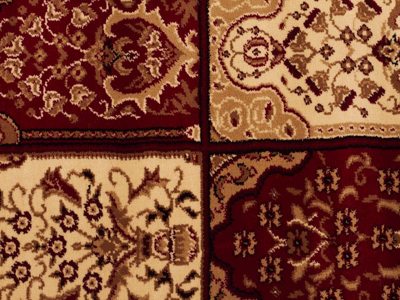 Tuggerah Panel Pattern Burgundy Ivory Runner Runner Rug.