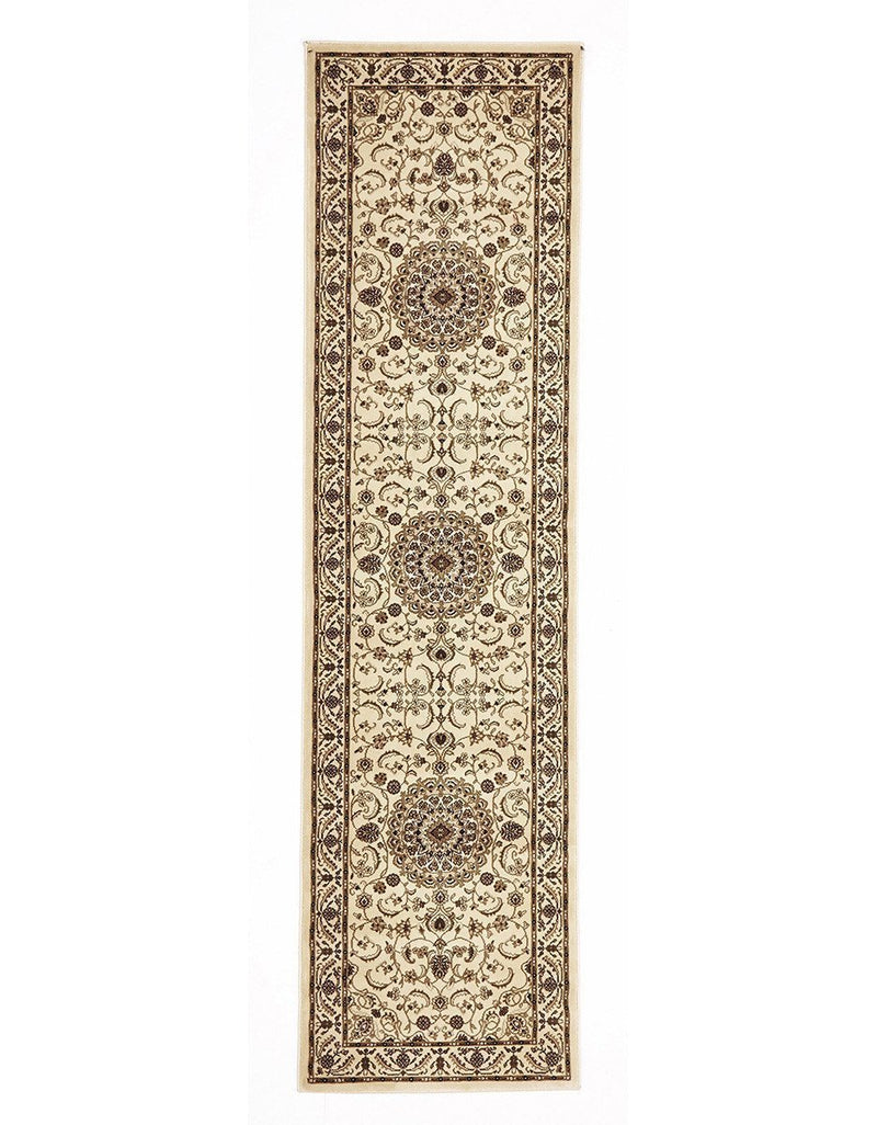 Tuggerah Medallion Runner Ivory with Ivory Border Runner Rug.