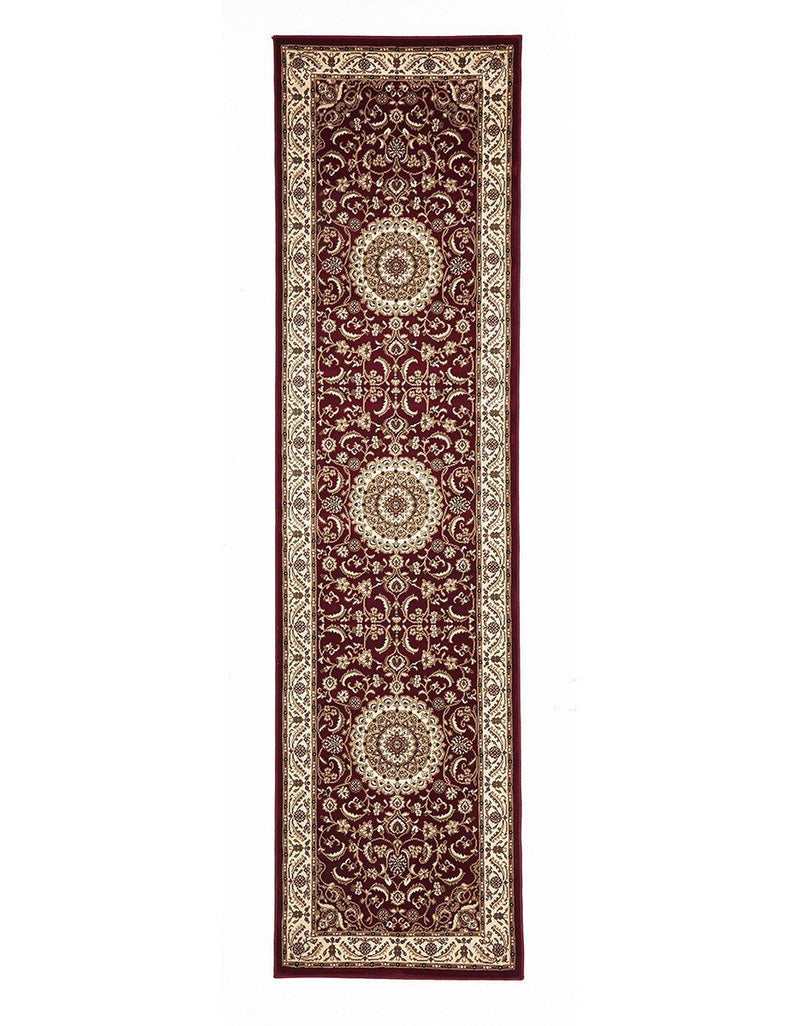 Tuggerah Medallion Runner Red with Ivory Border Runner Rug.