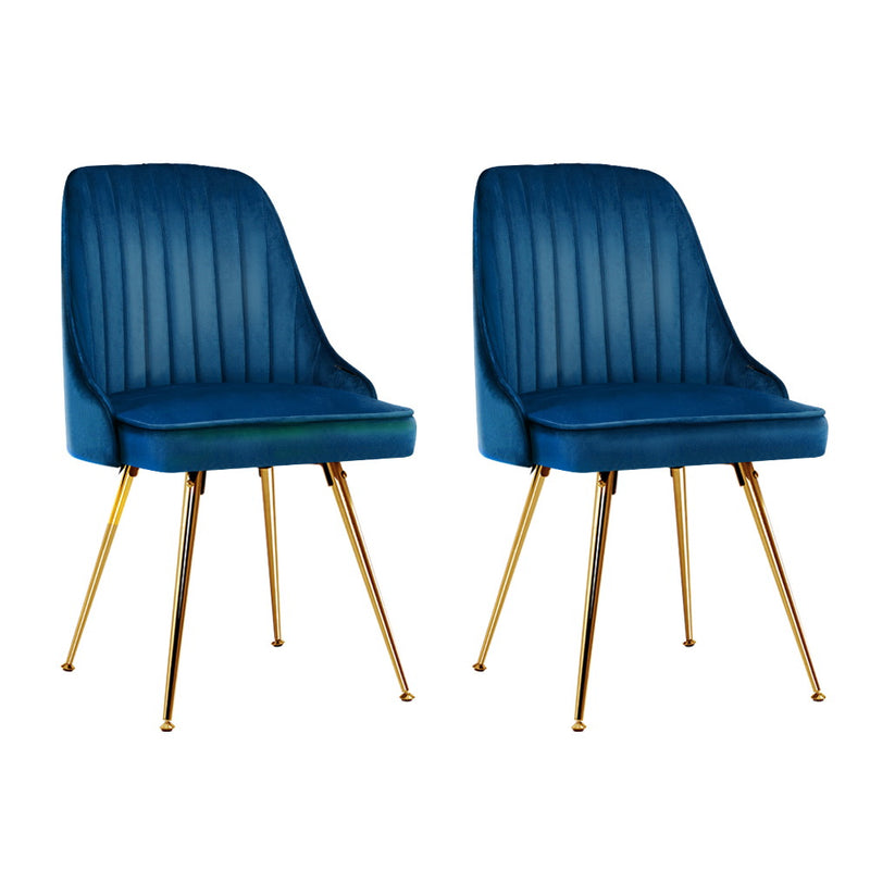 Bissam Velvet Dining Chairs (Set of 2) - Velvet Blue