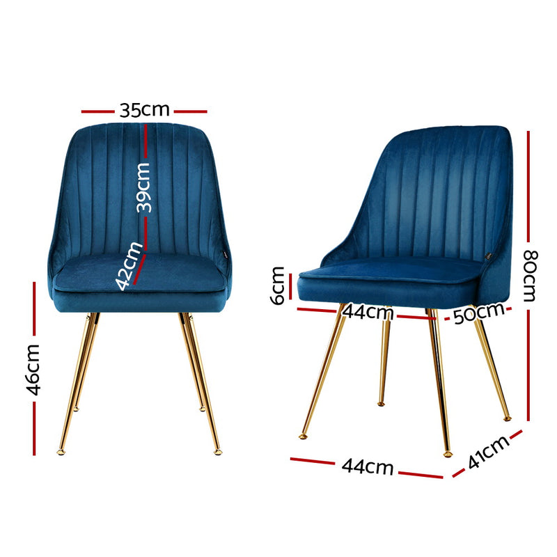 Bissam Velvet Dining Chairs (Set of 2) - Velvet Blue