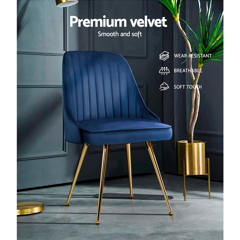 Bissam Velvet Dining Chairs (Set of 2) - Velvet Blue