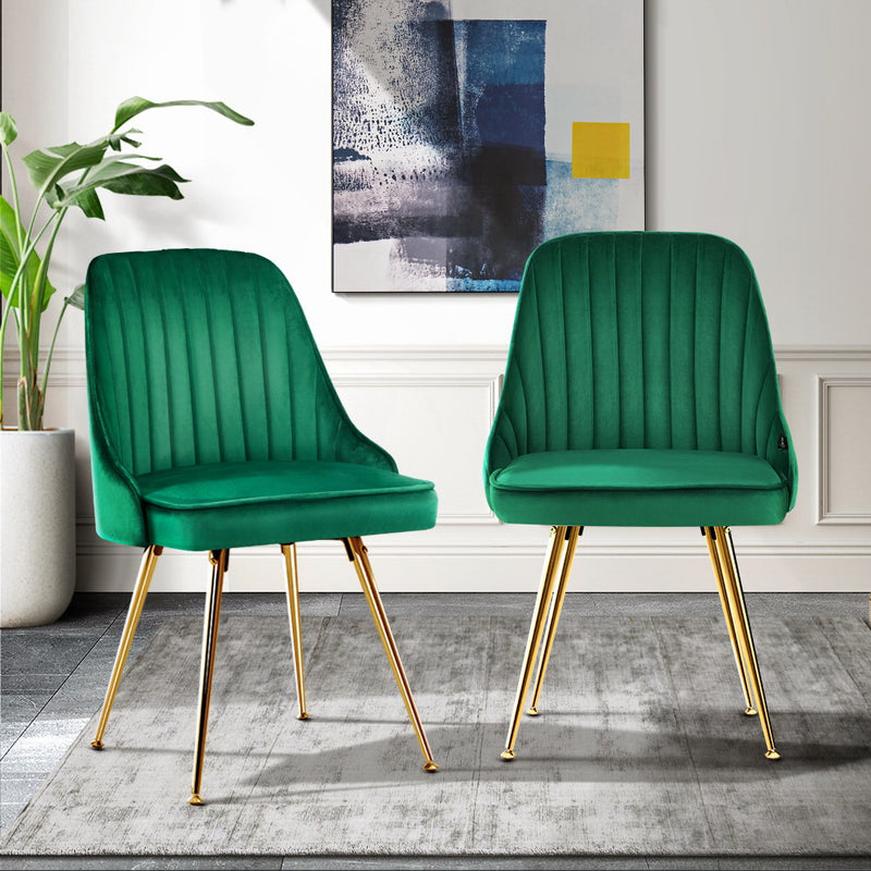 Bissam Velvet Dining Chairs (Set of 2) - Velvet Green