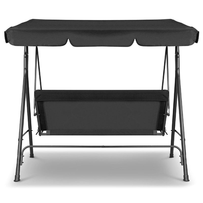 Outdoor Swing Bench Seat Chair Canopy Furniture 3 Seater Garden Hammock Black