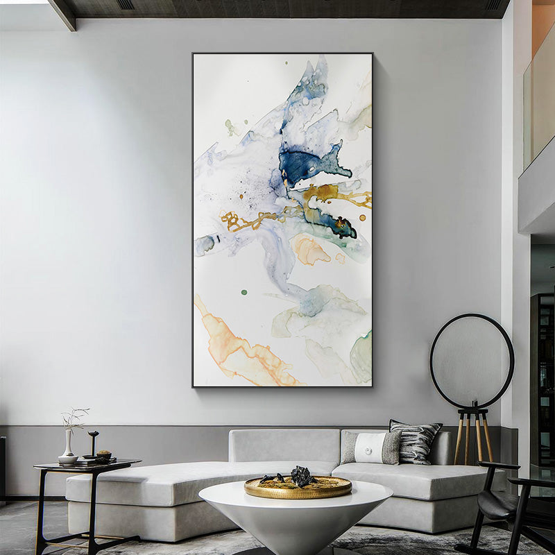 40cmx80cm Abstract Watercolour Style Black Frame Canvas Wall Art