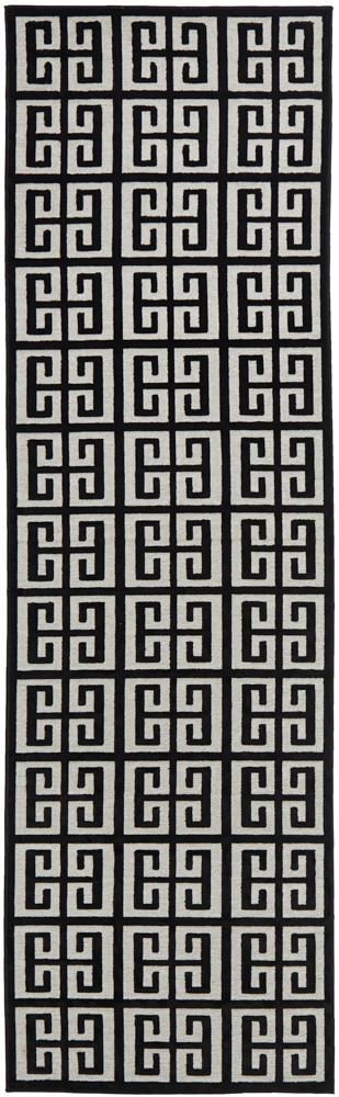 York Brenda Black & Gold Runner Rug.