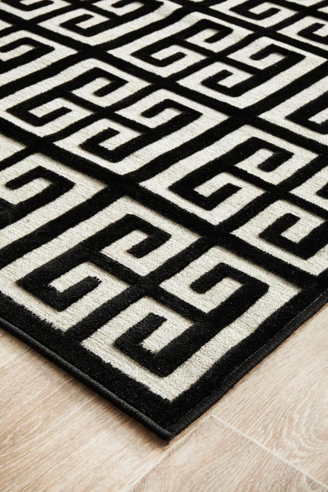 York Brenda Black & Gold Runner Rug.