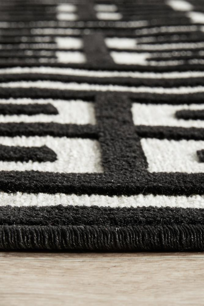 York Brenda Black & Gold Runner Rug.